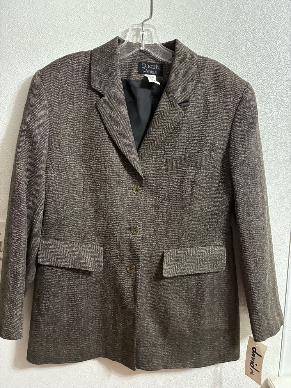 David N  women’s Black & Brown Herringbone Blazer 10P NWT